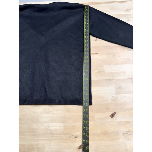 VTG Bay Point Threads Nautical Cardigan Sweater Women L Black Gold Navy Crest - Picture 6 of 8